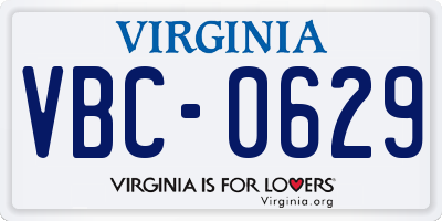 VA license plate VBC0629