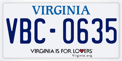 VA license plate VBC0635