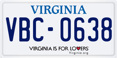 VA license plate VBC0638