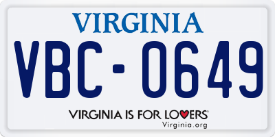VA license plate VBC0649