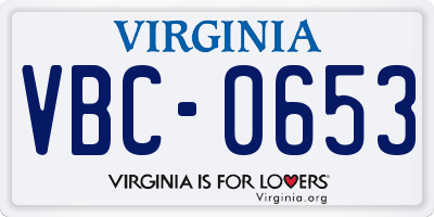VA license plate VBC0653