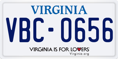 VA license plate VBC0656