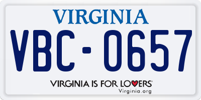 VA license plate VBC0657