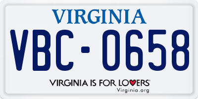 VA license plate VBC0658