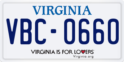 VA license plate VBC0660