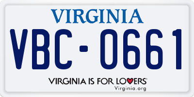 VA license plate VBC0661