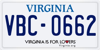 VA license plate VBC0662