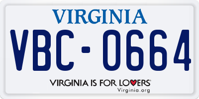 VA license plate VBC0664