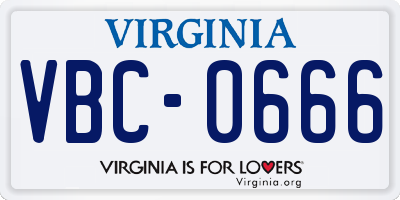 VA license plate VBC0666