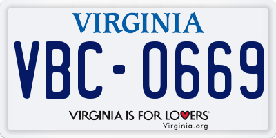 VA license plate VBC0669