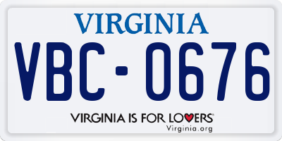VA license plate VBC0676