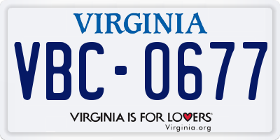 VA license plate VBC0677
