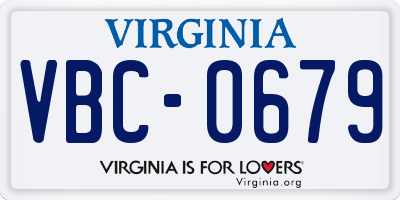 VA license plate VBC0679