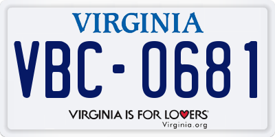 VA license plate VBC0681