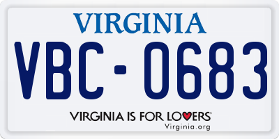 VA license plate VBC0683