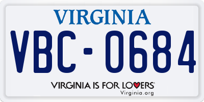 VA license plate VBC0684