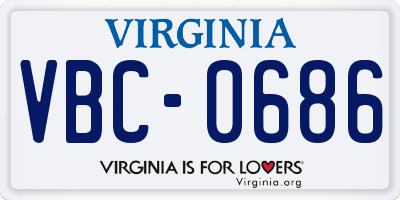 VA license plate VBC0686