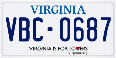 VA license plate VBC0687