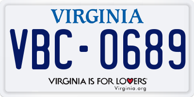 VA license plate VBC0689