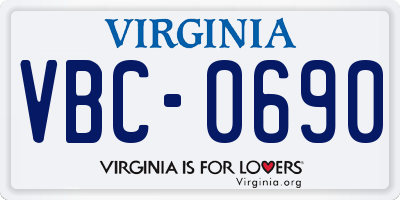 VA license plate VBC0690