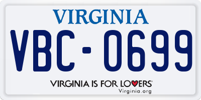 VA license plate VBC0699