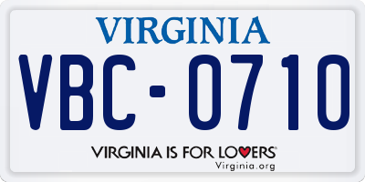 VA license plate VBC0710