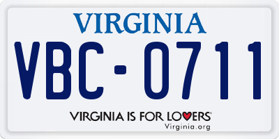 VA license plate VBC0711