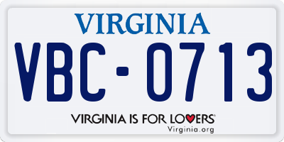 VA license plate VBC0713
