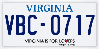 VA license plate VBC0717