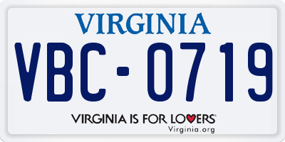 VA license plate VBC0719