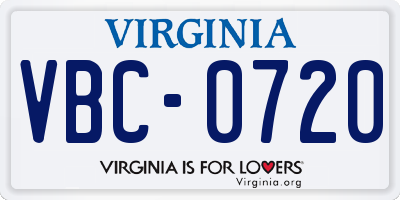 VA license plate VBC0720