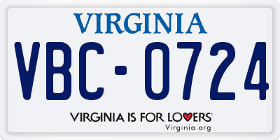VA license plate VBC0724