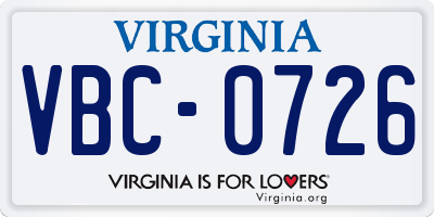 VA license plate VBC0726