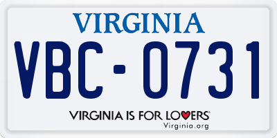 VA license plate VBC0731