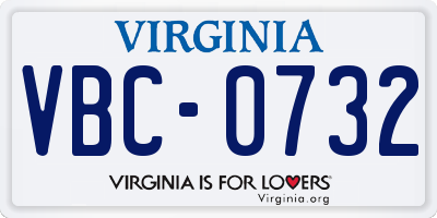 VA license plate VBC0732