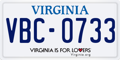 VA license plate VBC0733