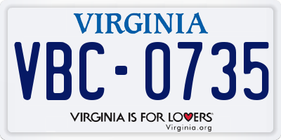 VA license plate VBC0735