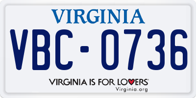 VA license plate VBC0736