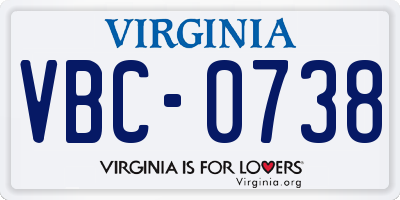 VA license plate VBC0738