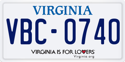 VA license plate VBC0740