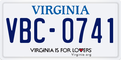 VA license plate VBC0741