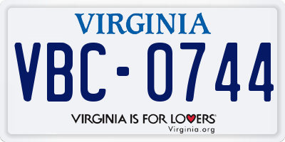 VA license plate VBC0744