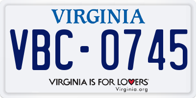 VA license plate VBC0745