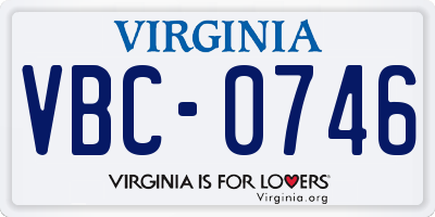 VA license plate VBC0746