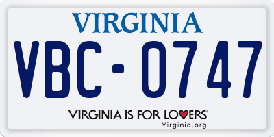 VA license plate VBC0747