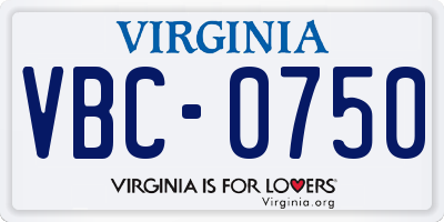 VA license plate VBC0750