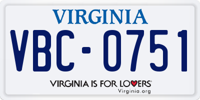 VA license plate VBC0751