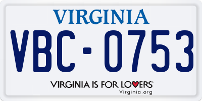 VA license plate VBC0753