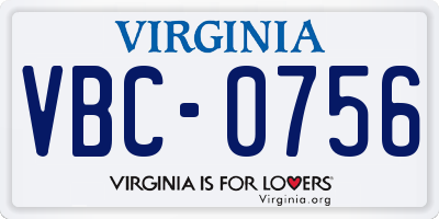 VA license plate VBC0756