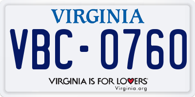 VA license plate VBC0760